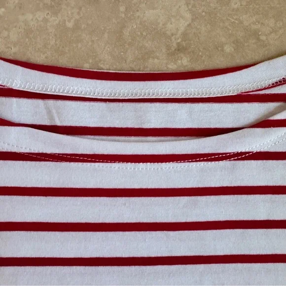 Lily Coco Red White Stripe Boat Neck Long Sleeve Cotton Womens Size L T Shirt - Picture 11 of 14
